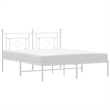 Pemberly Row Powder-Coated Steel King Size Bed Frame in White