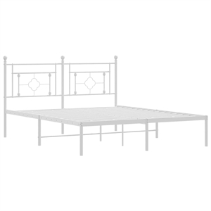 Pemberly Row Powder-Coated Steel King Size Bed Frame in White