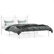 Pemberly Row Powder-Coated Steel King Size Bed Frame in White