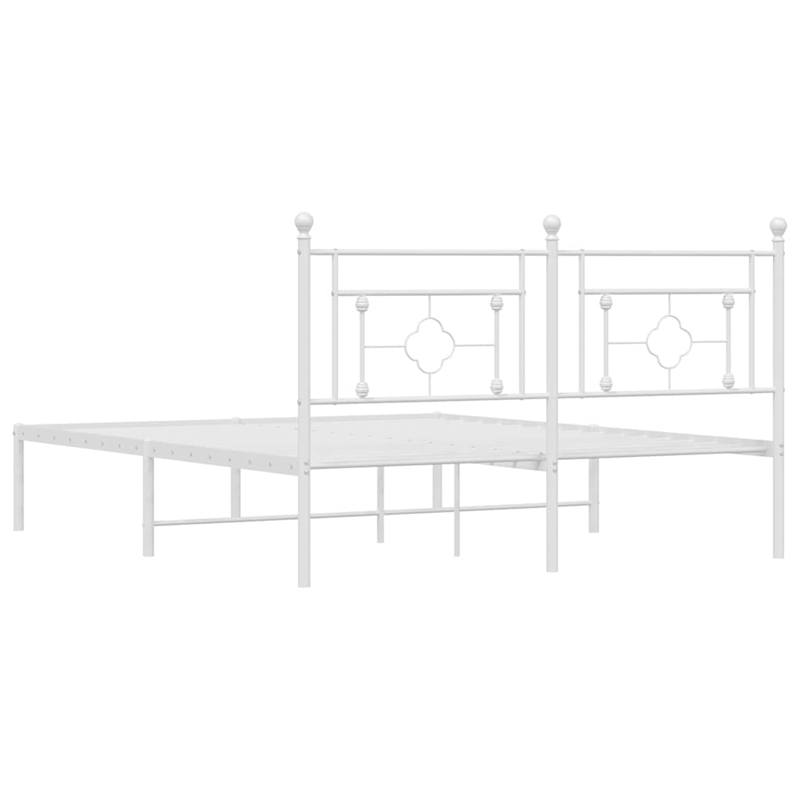 Pemberly Row Powder-Coated Steel King Size Bed Frame in White