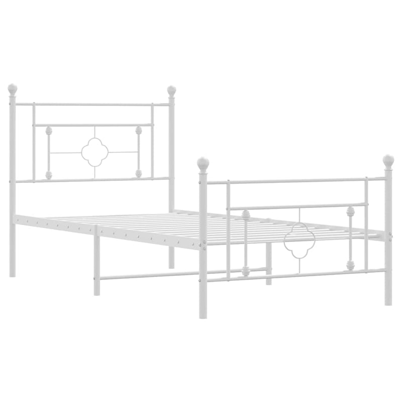 Pemberly Row 39.4x78.7 Powder-Coated Steel Bed Frame in White