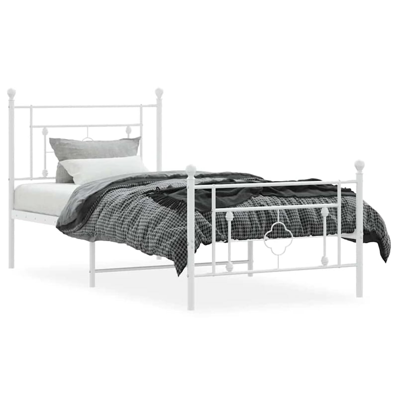 Pemberly Row 39.4x78.7 Powder-Coated Steel Bed Frame in White
