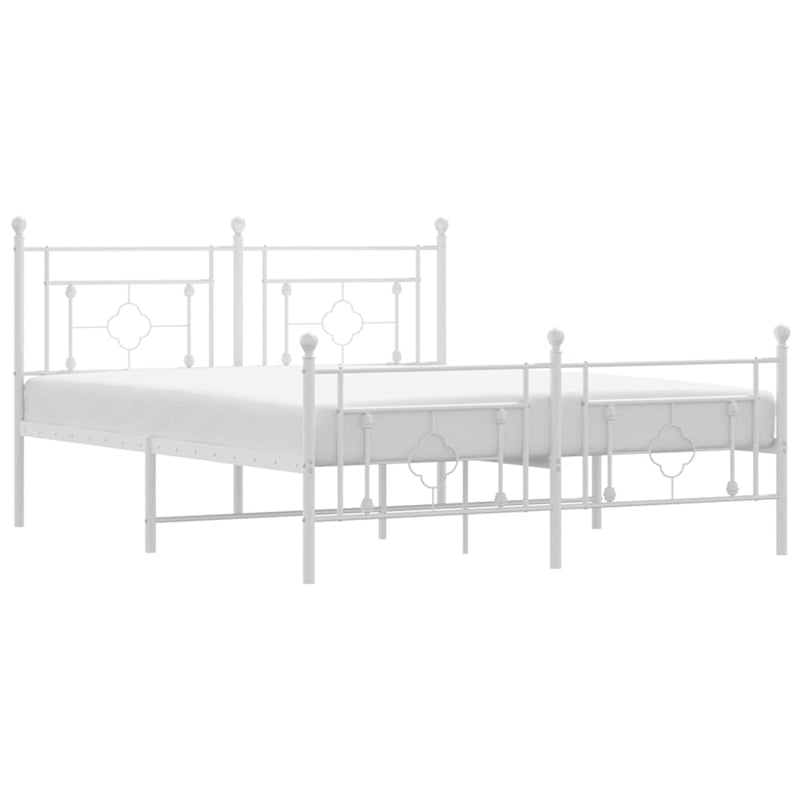 Pemberly Row Powder-Coated Steel King Size Bed Frame in White