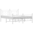 Pemberly Row Powder-Coated Steel King Size Bed Frame in White
