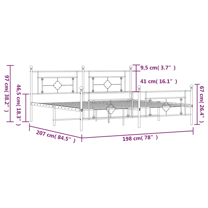 Pemberly Row Rectangular Powder-Coated Steel Full Bed Frame in White
