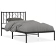 Pemberly Row Contemporary Powder-Coated Steel Single Bed Frame in Black