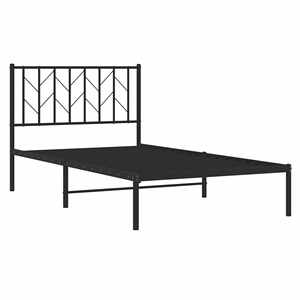 Pemberly Row Contemporary Powder-Coated Steel Single Bed Frame in Black
