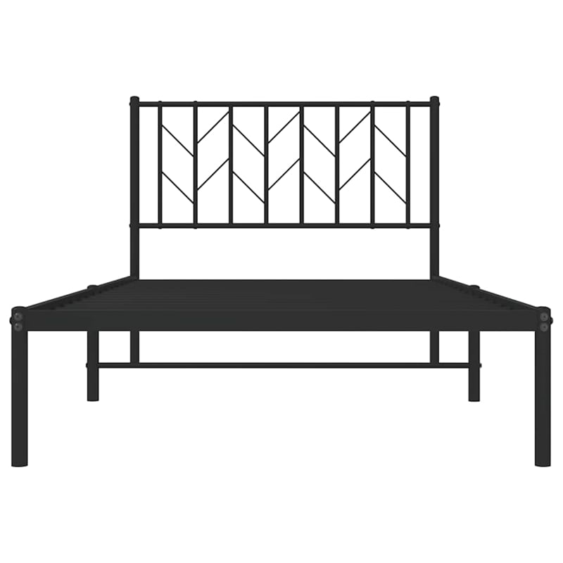 Pemberly Row Contemporary Powder-Coated Steel Single Bed Frame in Black