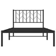 Pemberly Row Contemporary Powder-Coated Steel Single Bed Frame in Black