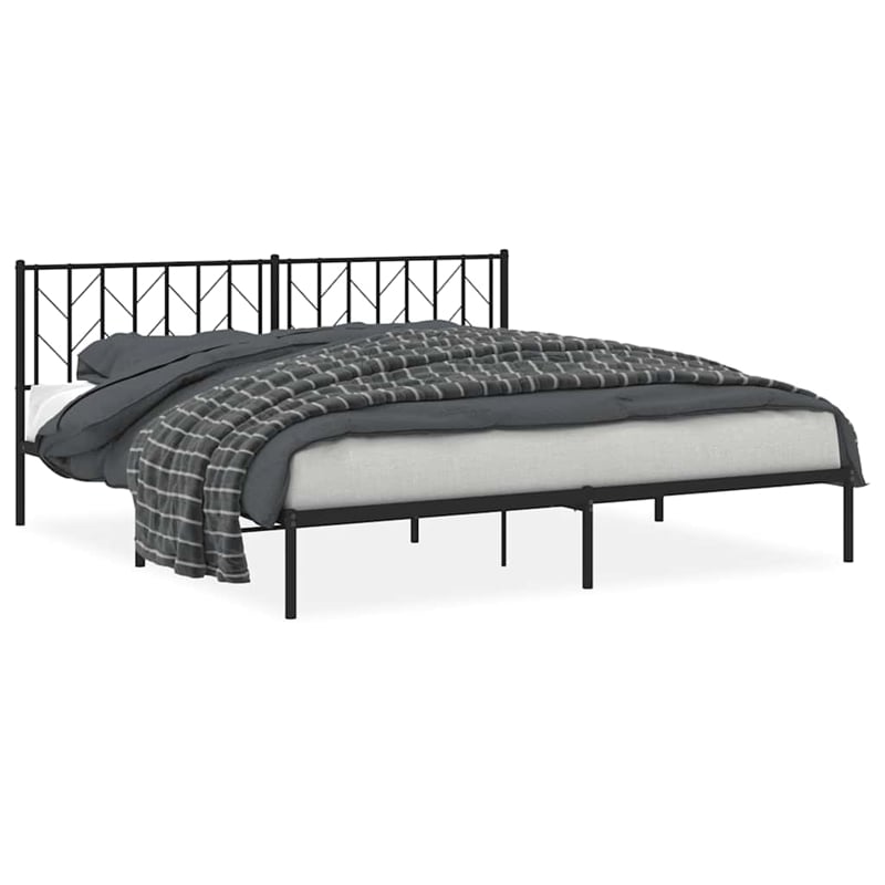 Pemberly Row Powder-Coated Steel King/Double Bed Frame in Black