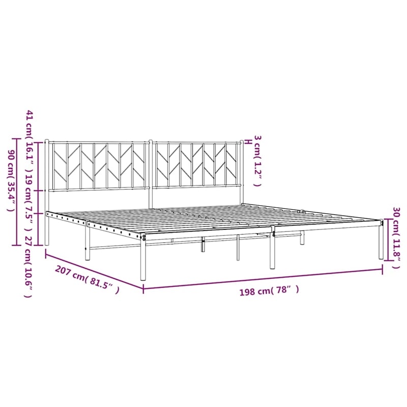 Pemberly Row Powder-Coated Steel King/Double Bed Frame in Black
