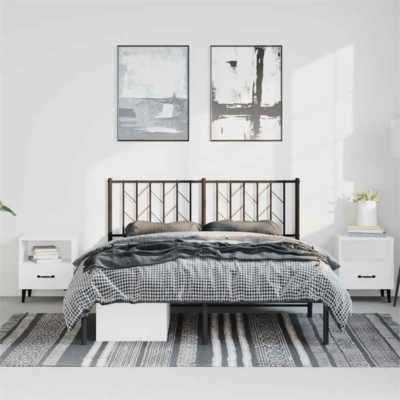 Pemberly Row Powder-Coated Steel King/Double Bed Frame in Black