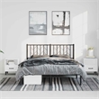 Pemberly Row Powder-Coated Steel King/Double Bed Frame in Black