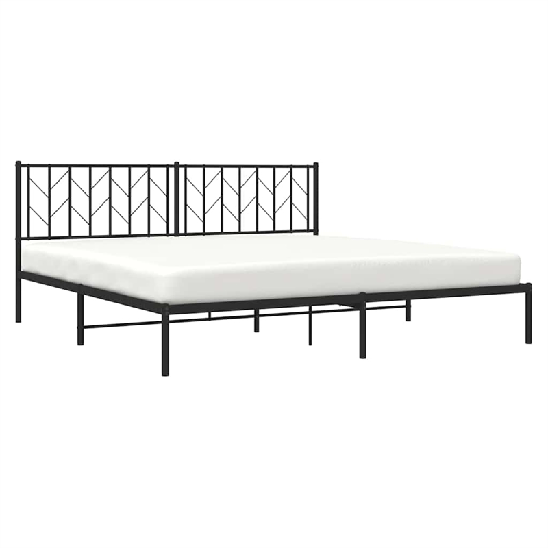Pemberly Row Powder-Coated Steel King/Double Bed Frame in Black