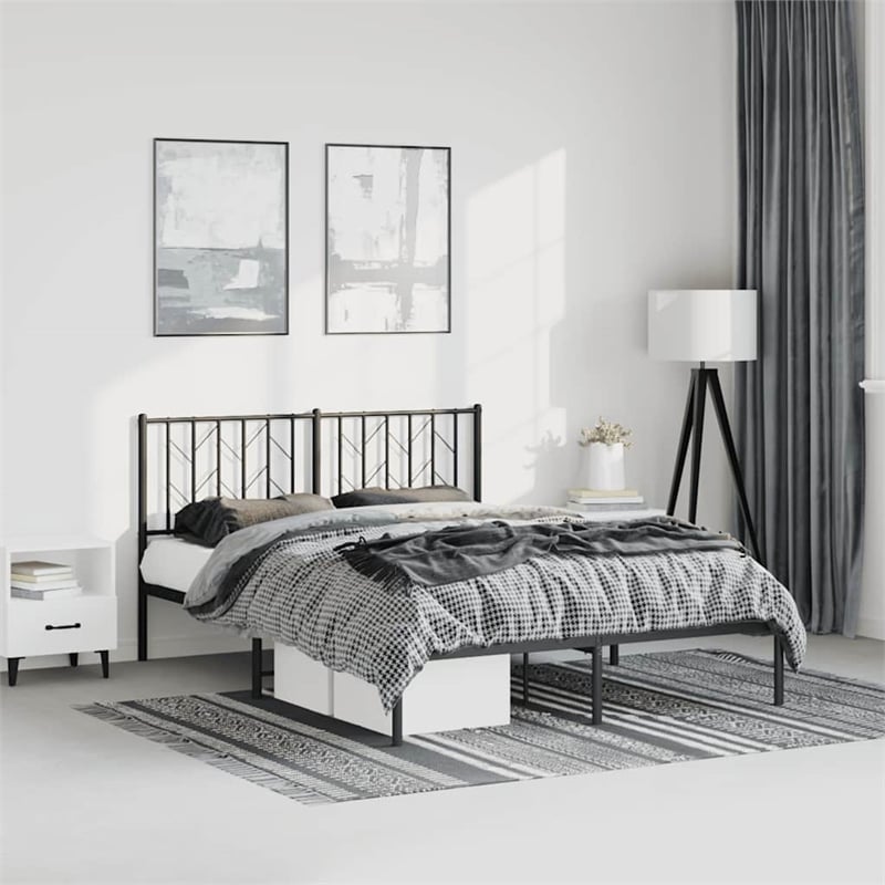 Pemberly Row Powder-Coated Steel King/Double Bed Frame in Black