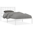 Pemberly Row Contemporary Rectangular Steel Single Bed Frame in White