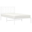 Pemberly Row Contemporary Rectangular Steel Single Bed Frame in White