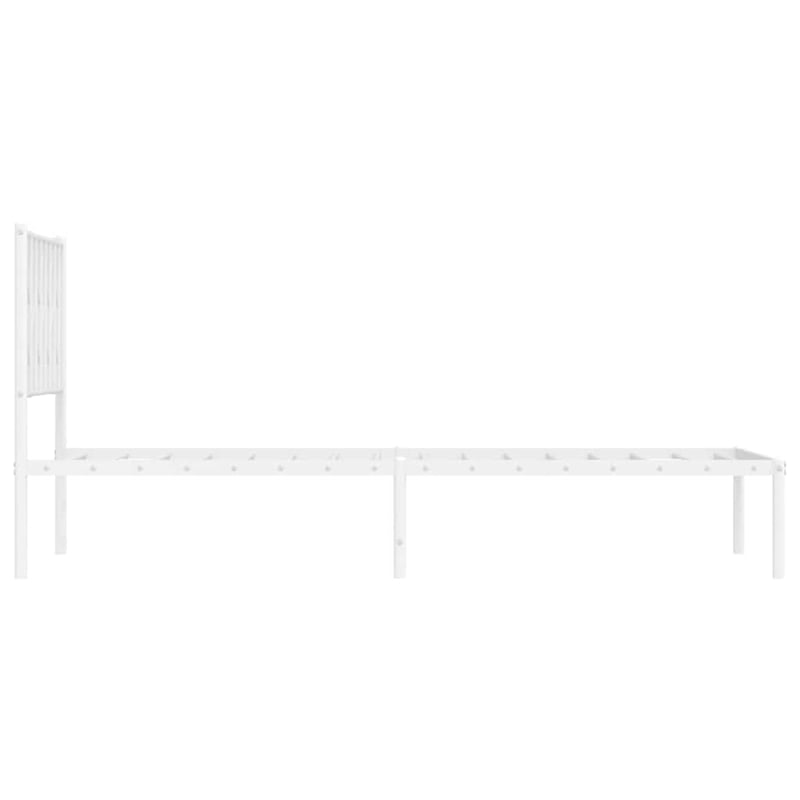 Pemberly Row Contemporary Rectangular Steel Single Bed Frame in White