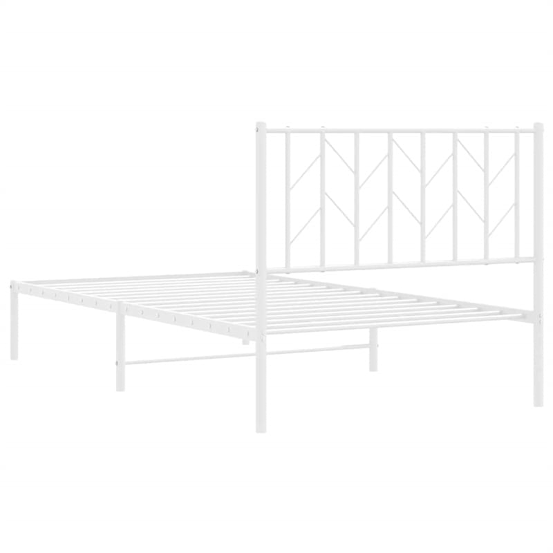 Pemberly Row Contemporary Rectangular Steel Single Bed Frame in White