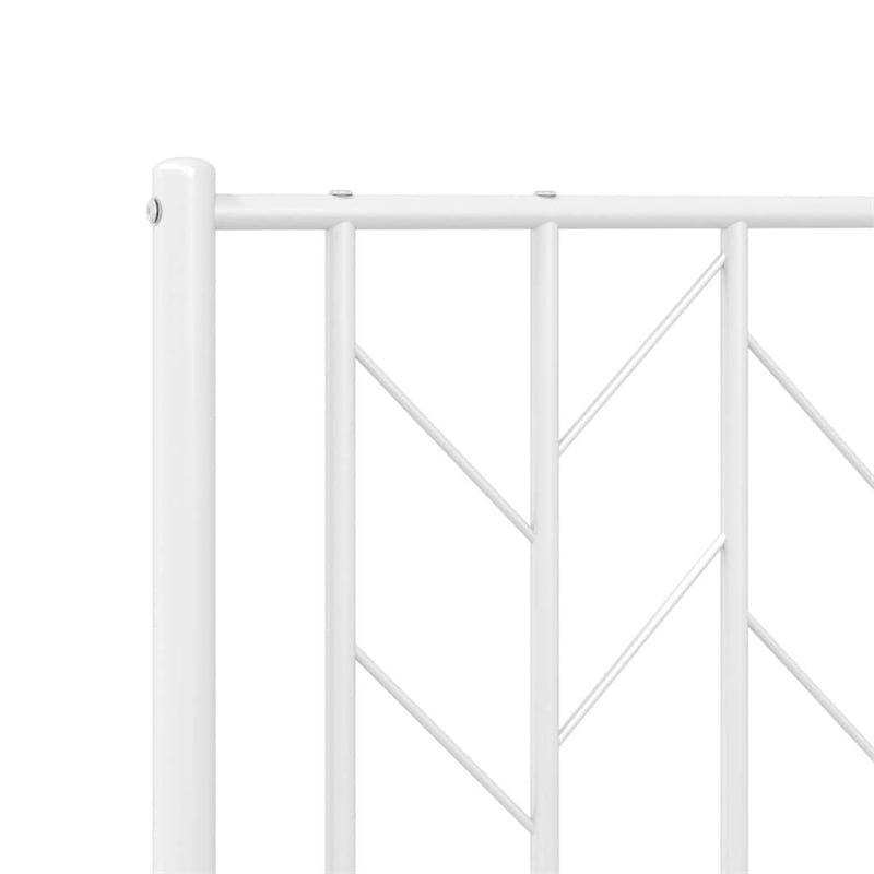 Pemberly Row Contemporary Rectangular Steel Single Bed Frame in White