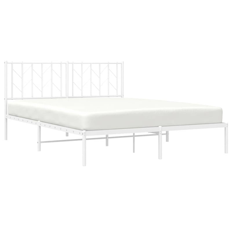 Pemberly Row Modern Rectangular Steel King Bed Frame in White