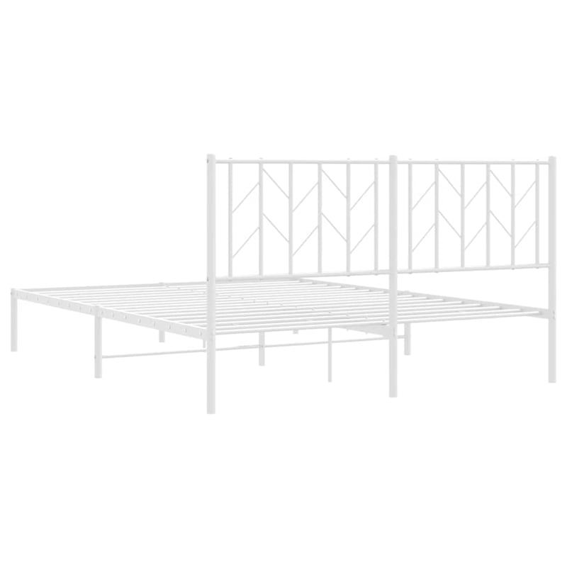 Pemberly Row Modern Rectangular Steel King Bed Frame in White