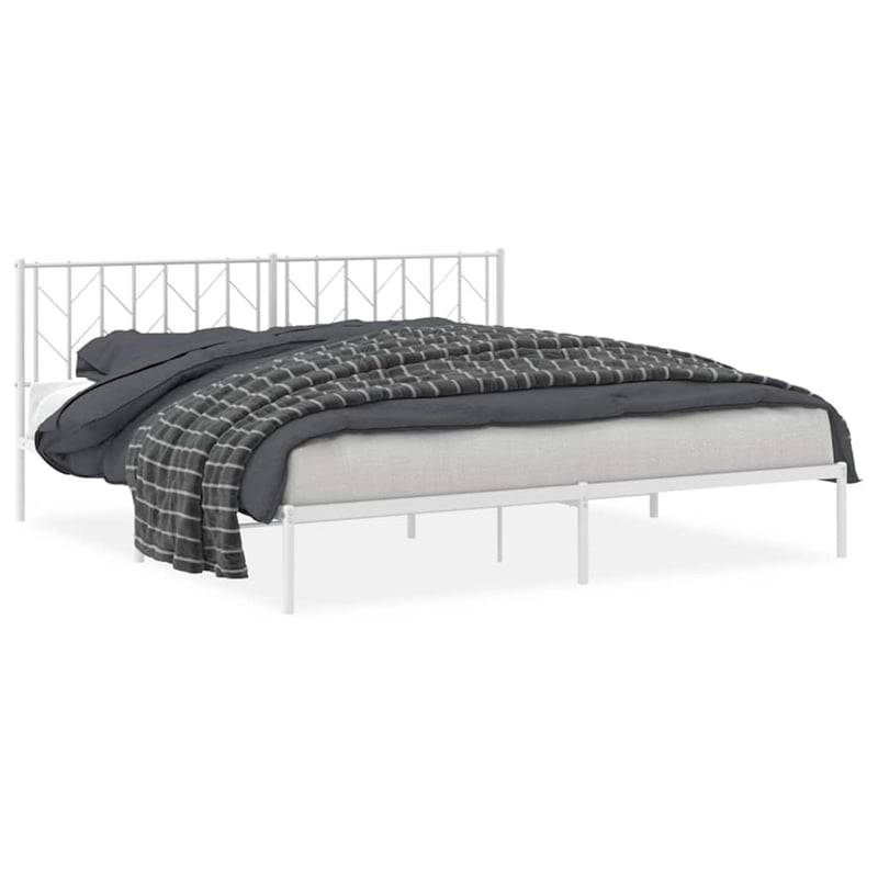 Pemberly Row Powder-Coated Steel King/Double Bed Frame in White
