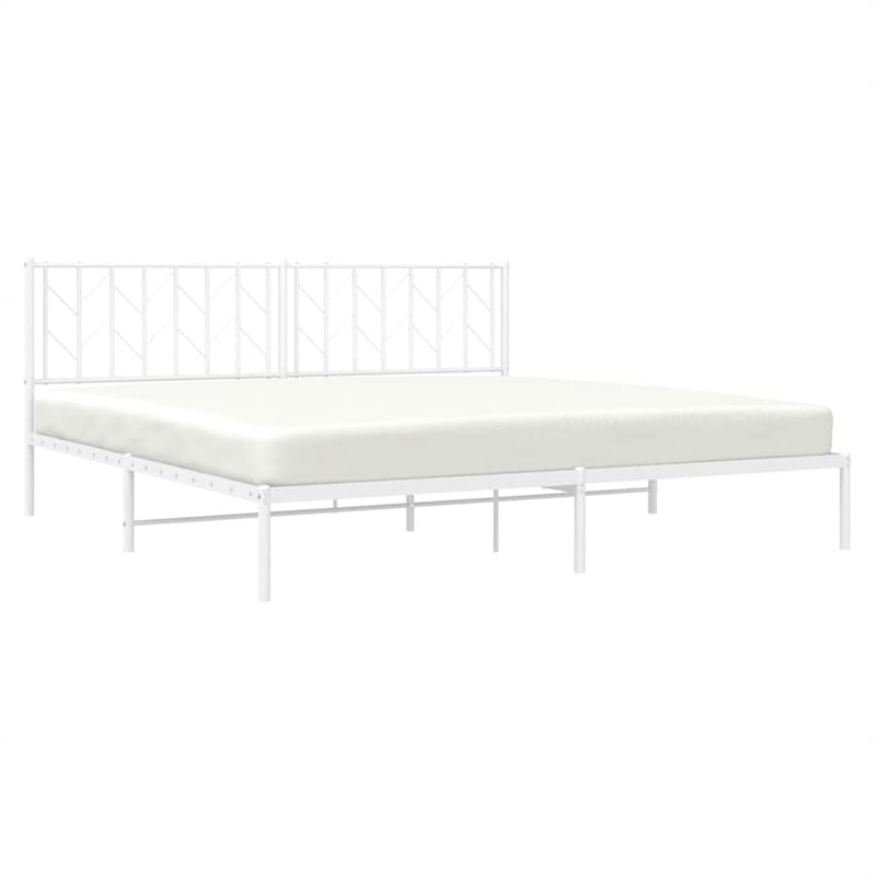 Pemberly Row Powder-Coated Steel King/Double Bed Frame in White