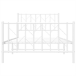 Pemberly Row Rectangular Durable Steel Single Bed Frame in White