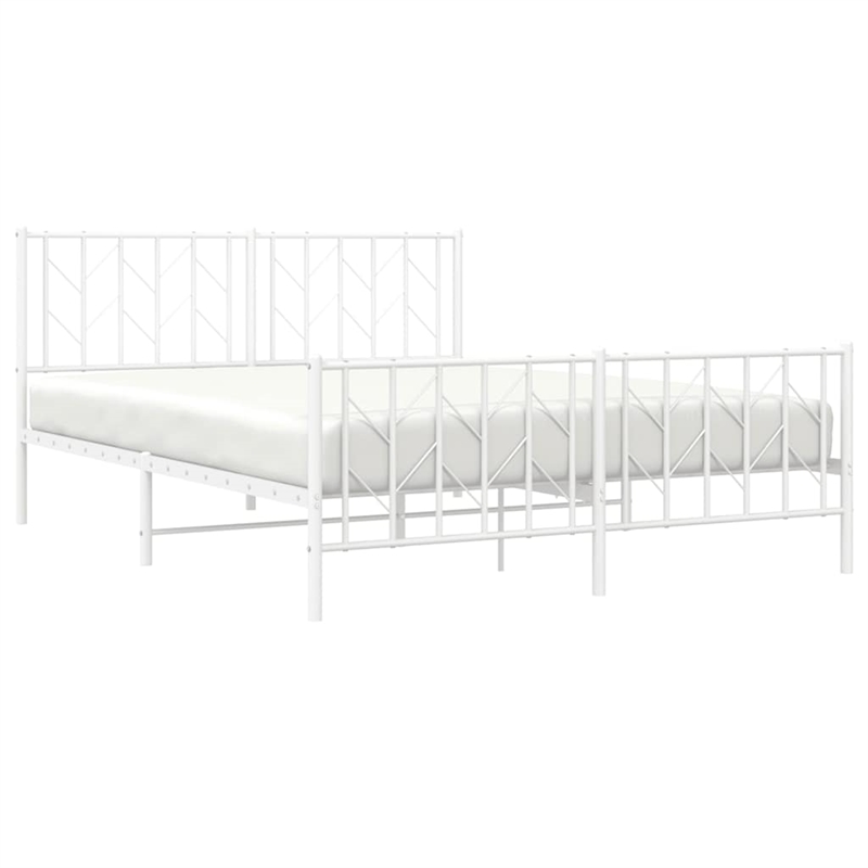 Pemberly Row Modern Rectangular Steel King Bed Frame in White