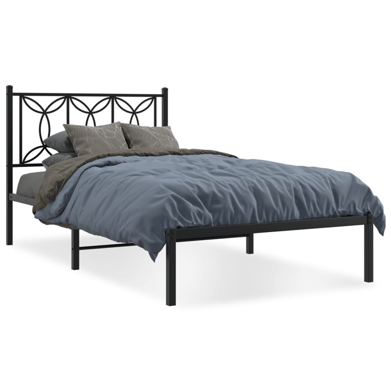 Pemberly Row Contemporary Engineered wood Twin Bed Frame in Black