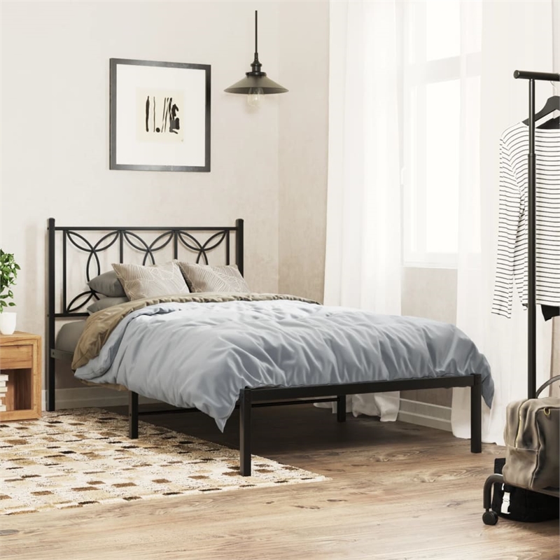 Pemberly Row Contemporary Engineered wood Twin Bed Frame in Black