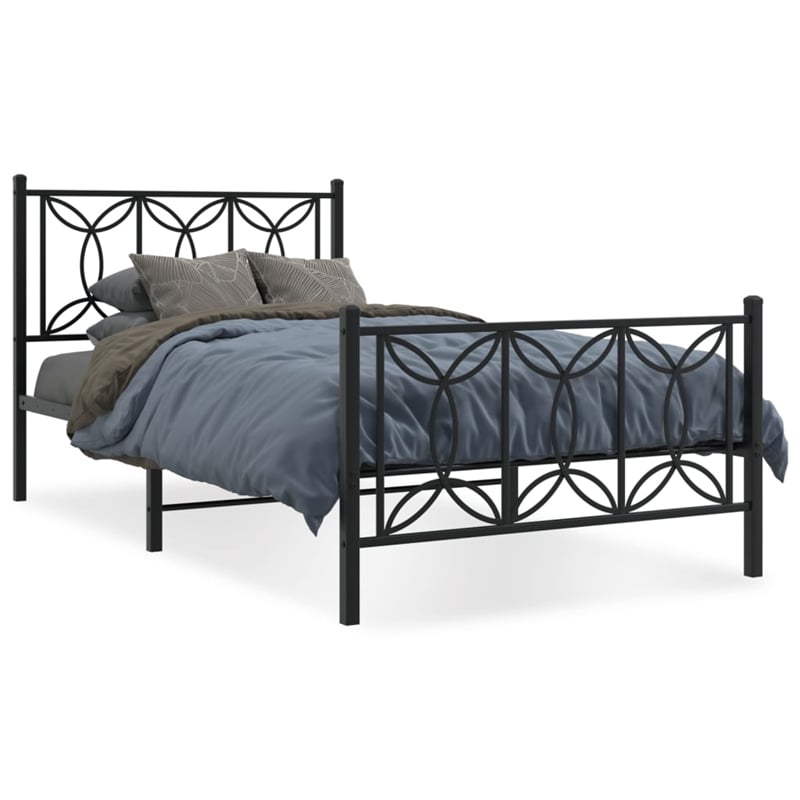 Pemberly Row Contemporary Engineered wood Twin Bed Frame in Black