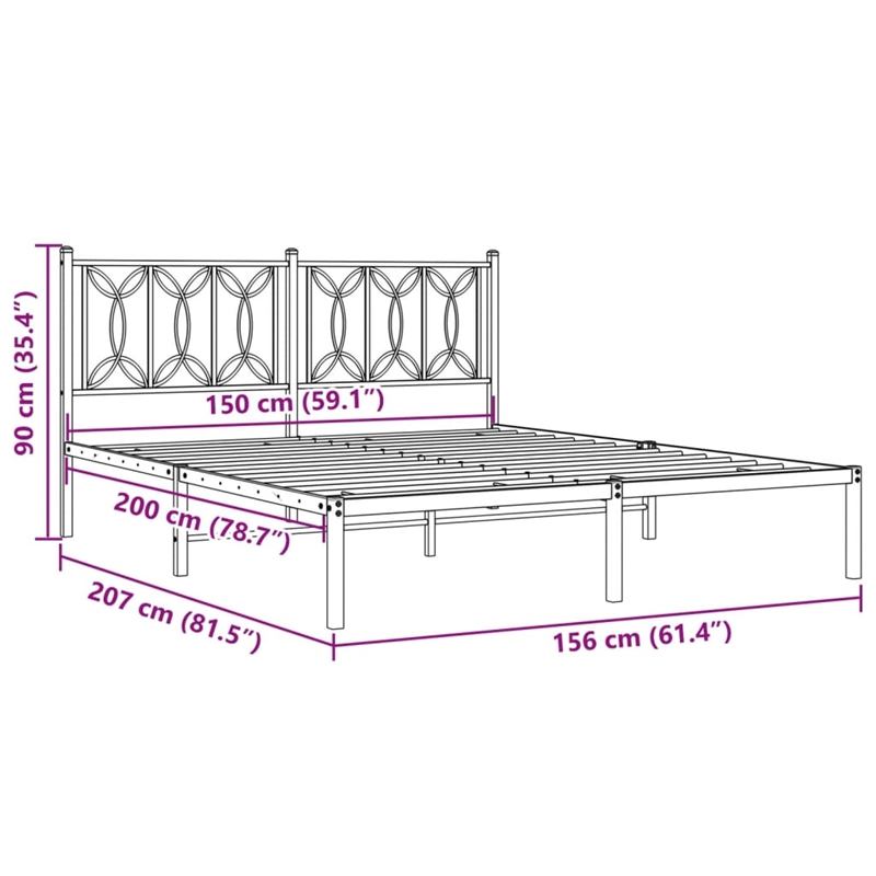 Pemberly Row Modern Rectangular Steel King Bed Frame in White