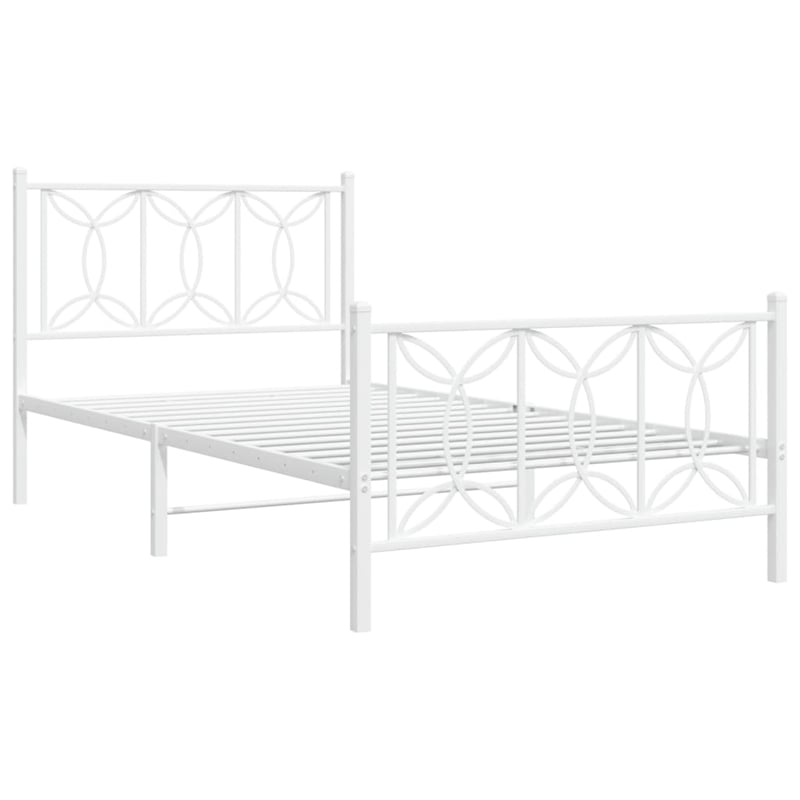 Pemberly Row Contemporary Rectangular Modern 39 x 79 Bed Frame in White