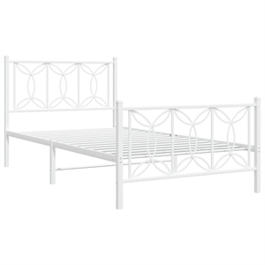 Pemberly Row Contemporary Rectangular Modern 39 x 79 Bed Frame in White