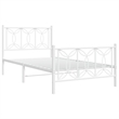Pemberly Row Contemporary Rectangular Modern 39 x 79 Bed Frame in White