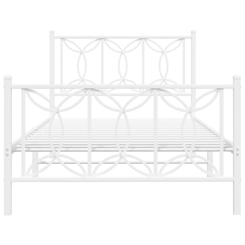 Pemberly Row Contemporary Rectangular Modern 39 x 79 Bed Frame in White
