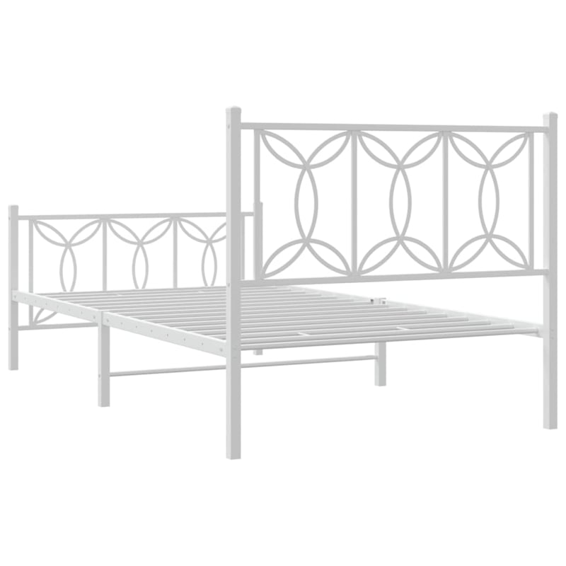 Pemberly Row Contemporary Rectangular Modern 39 x 79 Bed Frame in White