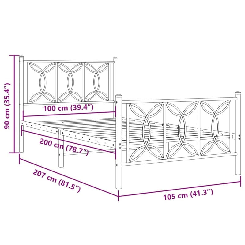 Pemberly Row Contemporary Rectangular Modern 39 x 79 Bed Frame in White