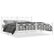 Pemberly Row Contemporary Rectangular Modern 76 x 80 Bed Frame in White