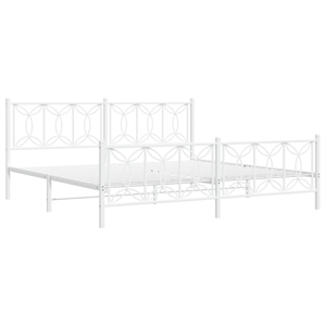 Pemberly Row Contemporary Rectangular Modern 76 x 80 Bed Frame in White