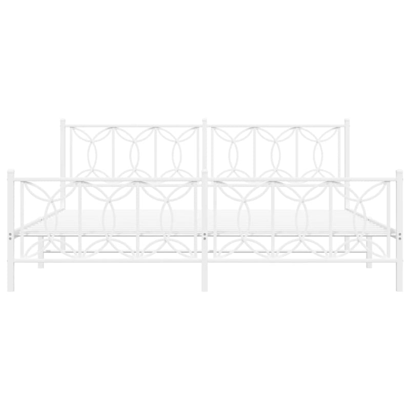 Pemberly Row Contemporary Rectangular Modern 76 x 80 Bed Frame in White