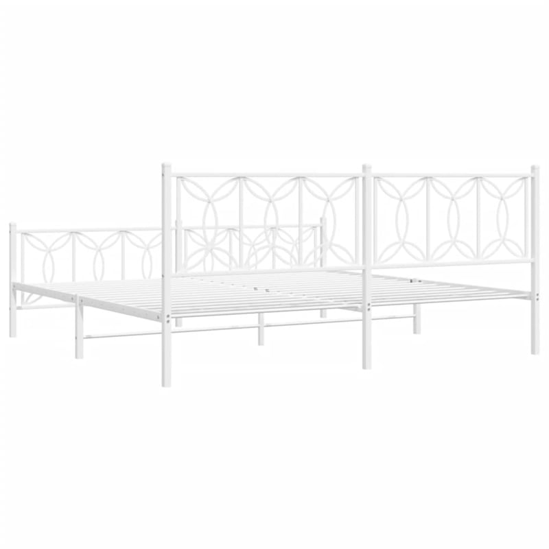 Pemberly Row Contemporary Rectangular Modern 76 x 80 Bed Frame in White