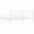 Pemberly Row Contemporary Rectangular Modern 76 x 80 Bed Frame in White