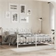 Pemberly Row Contemporary Rectangular Modern 76 x 80 Bed Frame in White