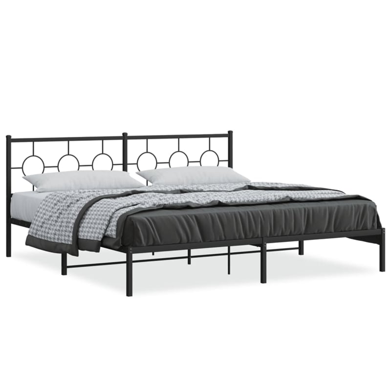 Pemberly Row Powder-Coated Steel King/Double Bed Frame in Black