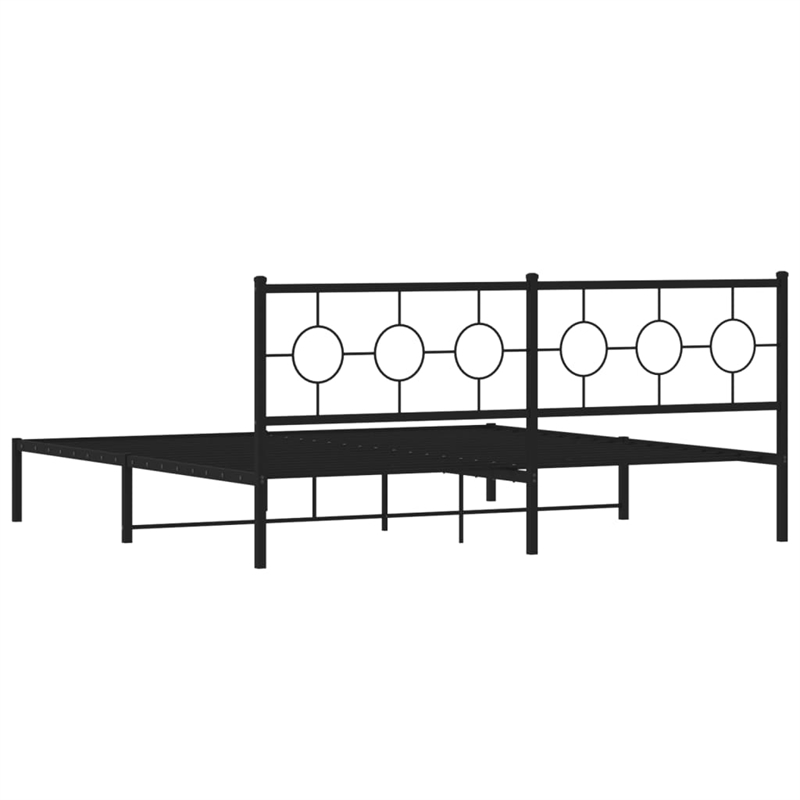 Pemberly Row Powder-Coated Steel King/Double Bed Frame in Black