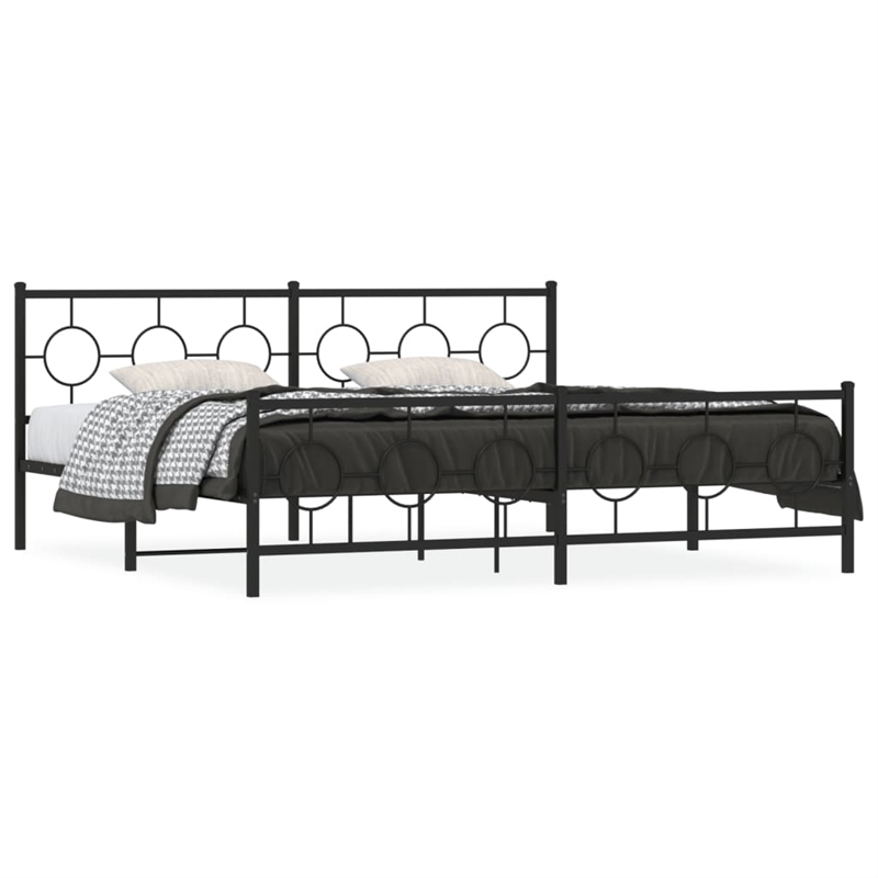 Pemberly Row Rectangular Powder-Coated Steel Full Bed Frame in Black