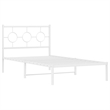 Pemberly Row Contemporary Rectangular Steel Twin Bed Frame in White